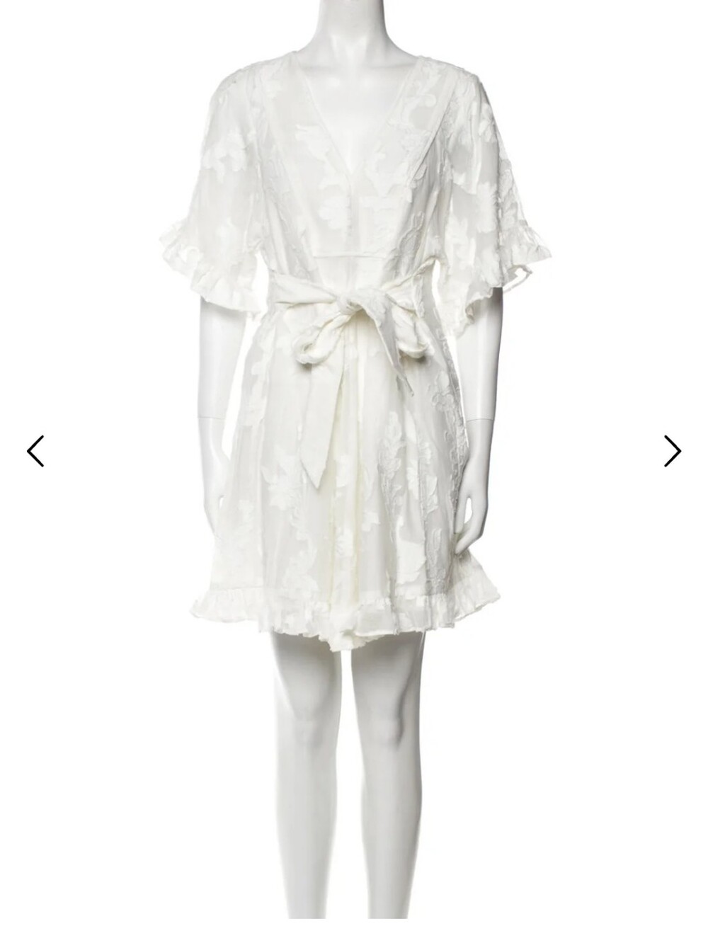Tanya Taylor White V-Neck Mini Dress